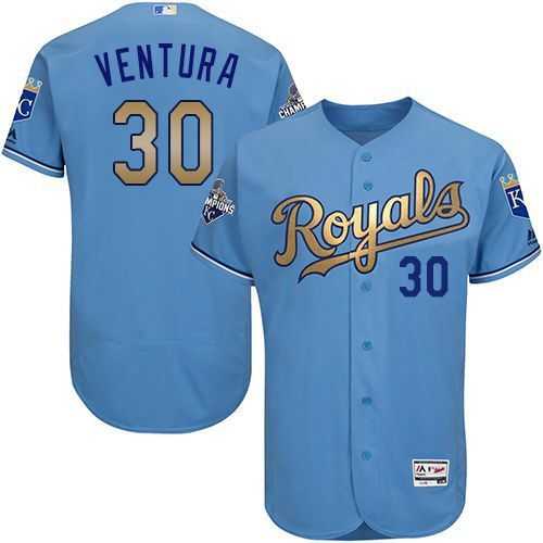 Glued Kansas City Royals #30 Yordano Ventura Light Blue FlexBase 2015 World Series Champions Gold Program Baseball Jersey,We sell and wholesale Glued Kansas City Royals #30 Yordano Ventura Light Blue FlexBase 2015 World Series Champions Gold Program Baseball Jersey on line form chian!